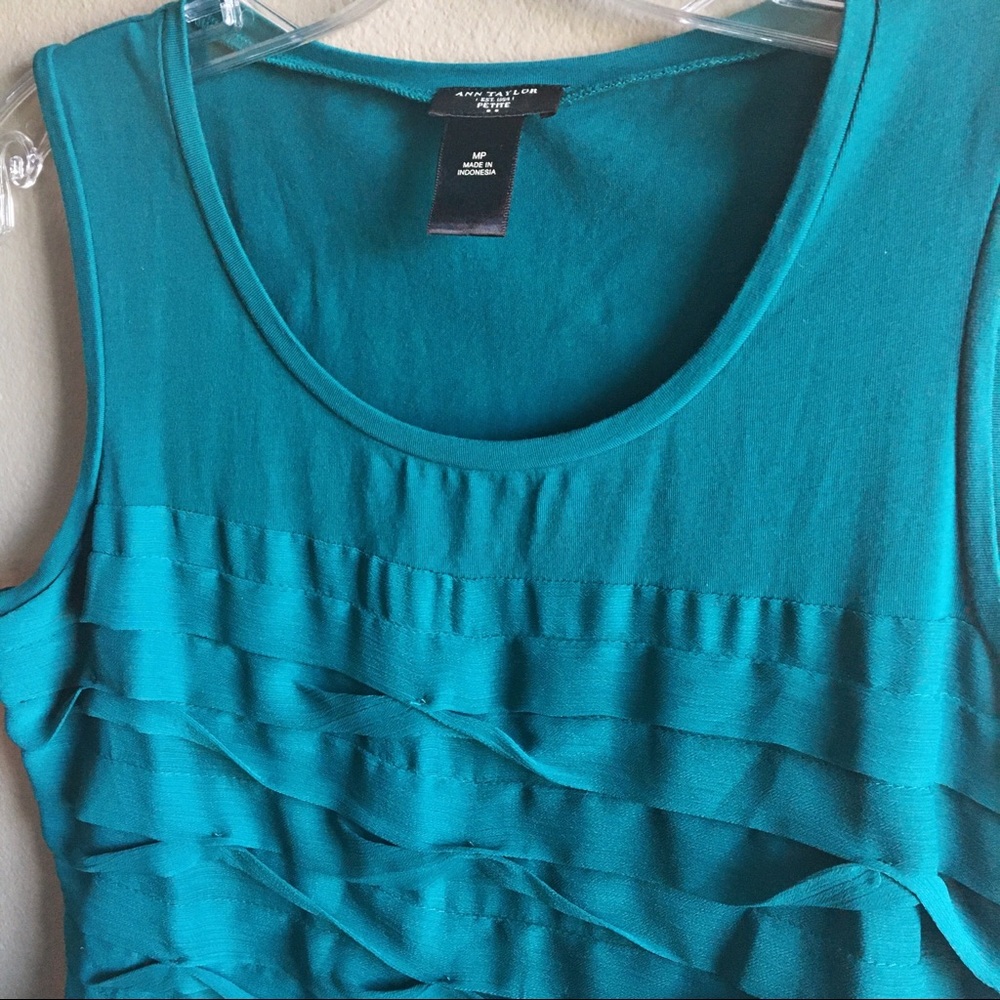 {Ann Taylor} Ruched Sleeveless Blouse M Petite - Picture 4 of 6
